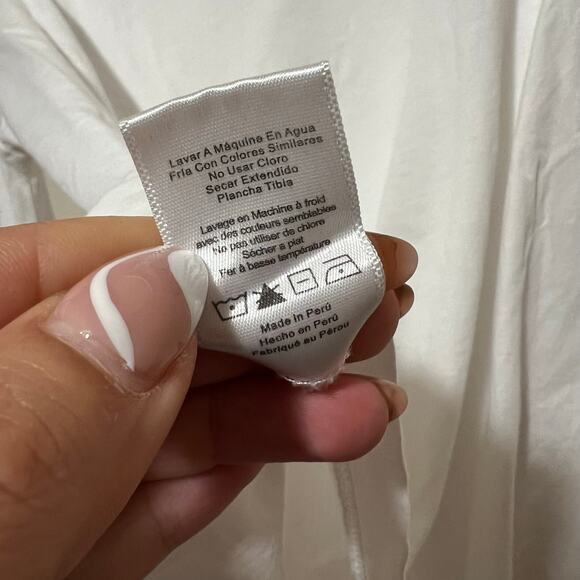 Lunya Organic Pima Long Blouson Sleeve Tee in white WOMENS SMALL - Picture 9 of 10